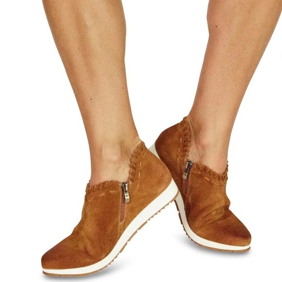 Antelope Scotty Platform Bootie Suede Cognac Brown Leather Moc Sneaker EU36 US6 - Picture 2 of 12